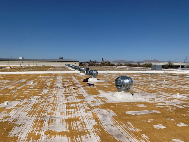 Polyurethane roofing foam replacement project: before